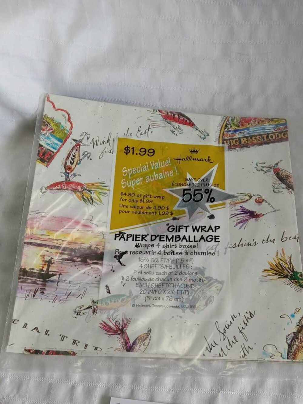 2 double Vintage wrapping paper In plastic unopened bag circa 1990